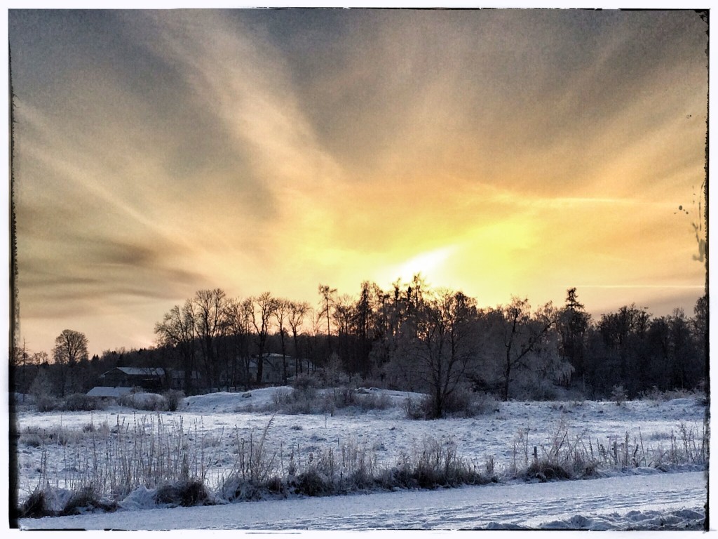 Solnedgång i Skånsta, december 2014